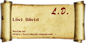 Lövi Dávid névjegykártya